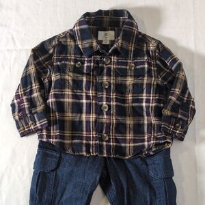 Banana Republic BR Baby Plaid Shirt and denim jeans  Like NEW